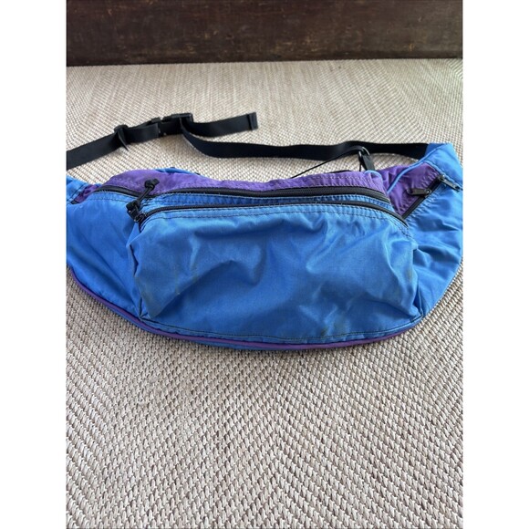 Vintage LL Bean Fanny Pack Waist Hip Belt Sling Bag 90s 1990s Purple Blue Black - Picture 1 of 12